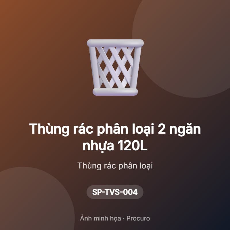 Thùng rác phân loại 2 ngăn nhựa 120L