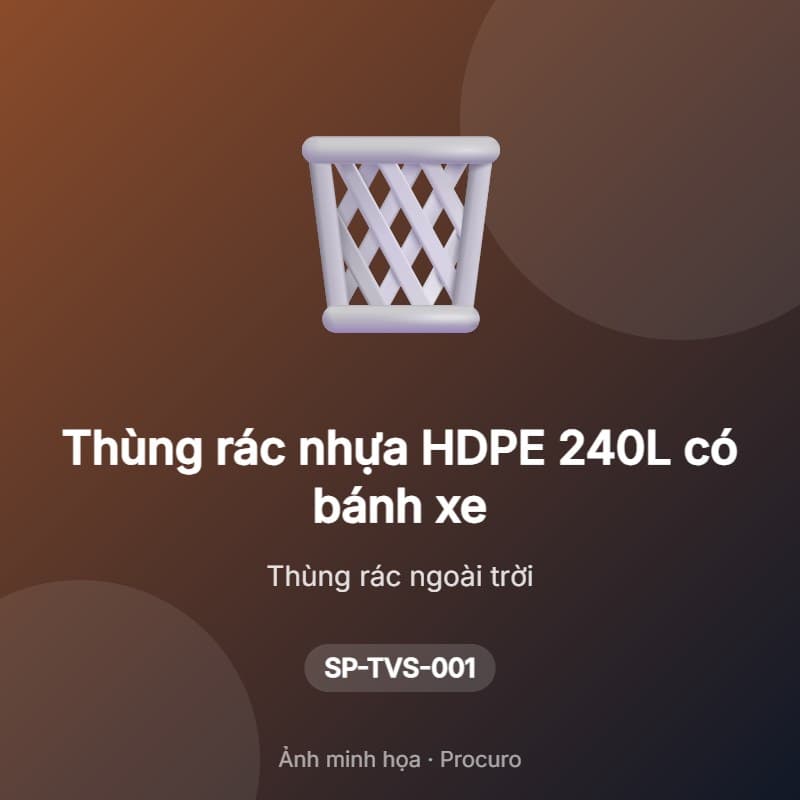 Thùng rác nhựa HDPE 240L có bánh xe
