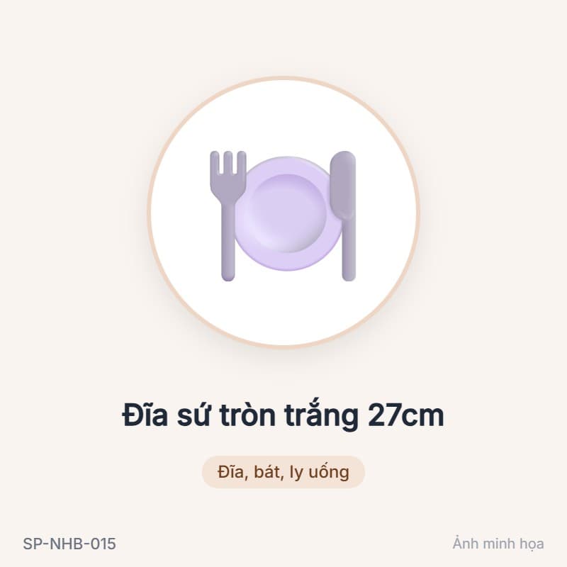 Đĩa sứ tròn trắng 27cm